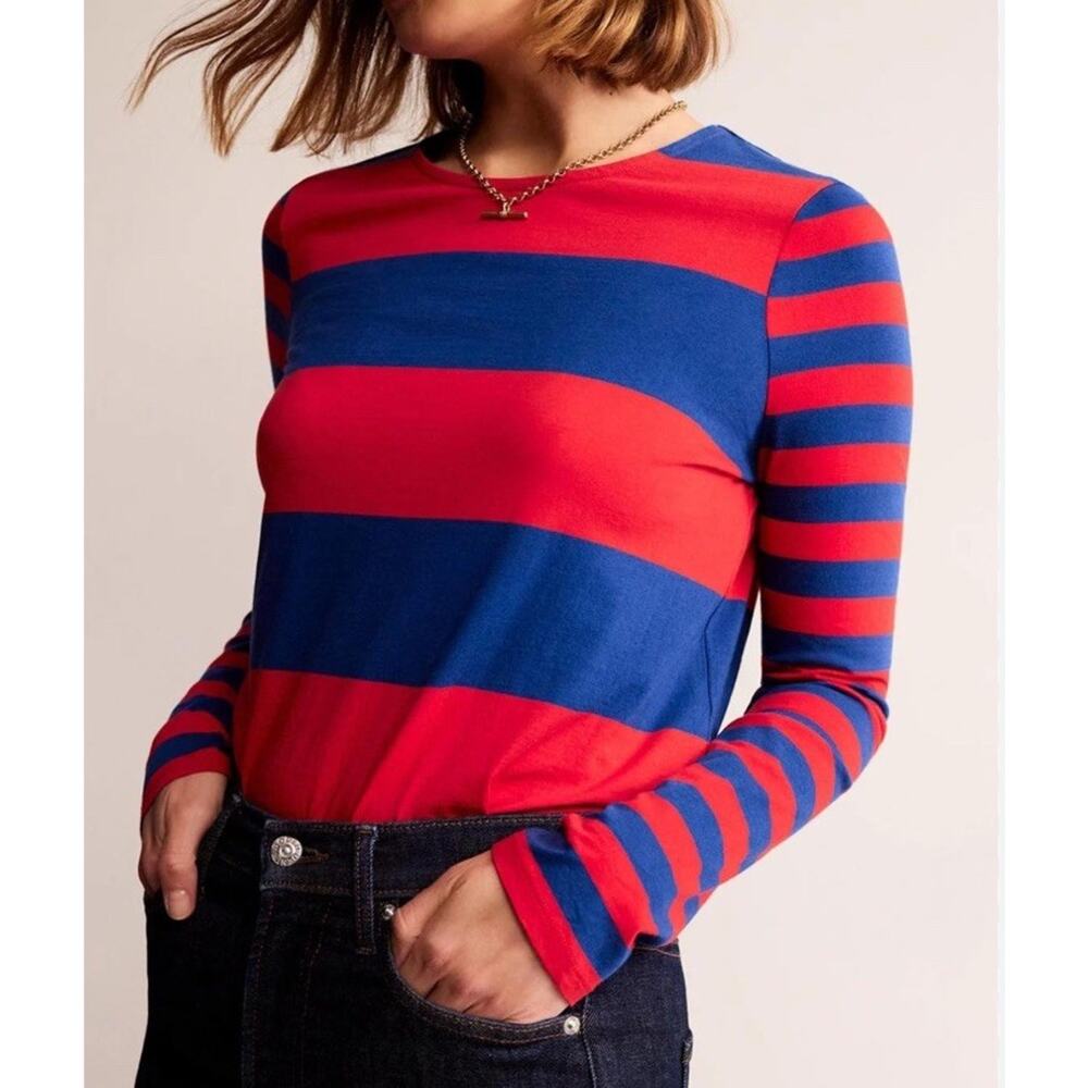 Boden Bea Long Sleeve Breton Women’s Top Red Blue Long Sleeve Size 2 US 6 UK